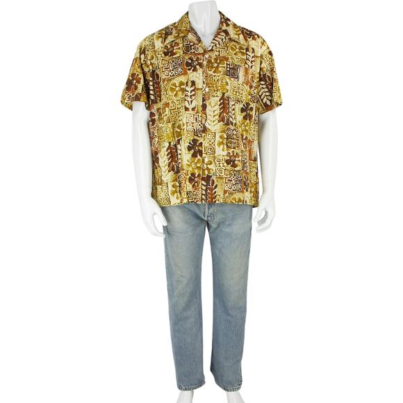 70s Vintage Hawaiian Rockabilly Tiki Shirt - Picture 4 of 5